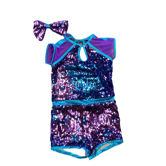{Weismann} 2pc. Lights Flip Sequined Romper/Biketard - Picture 6 of 7